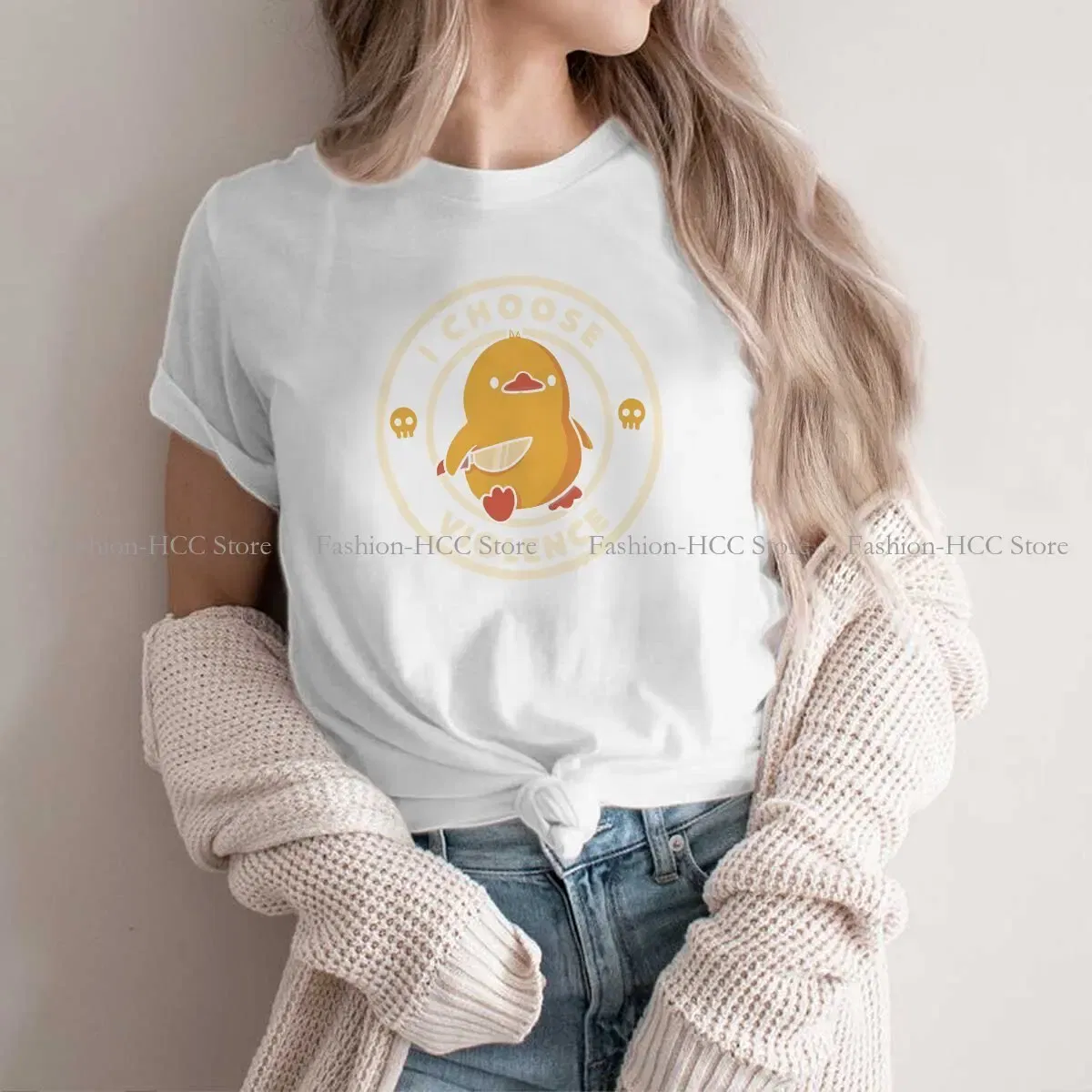 Color: WHITE, Size: M - I Choose Violence Funny Duck Polyester TShirts By Tobe Fonseca Personalize Homme T Shirt Funny Tops