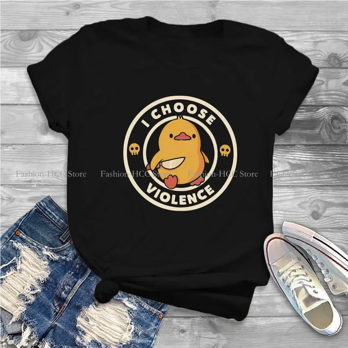 Color: WHITE, Size: M - I Choose Violence Funny Duck Polyester TShirts By Tobe Fonseca Personalize Homme T Shirt Funny Tops
