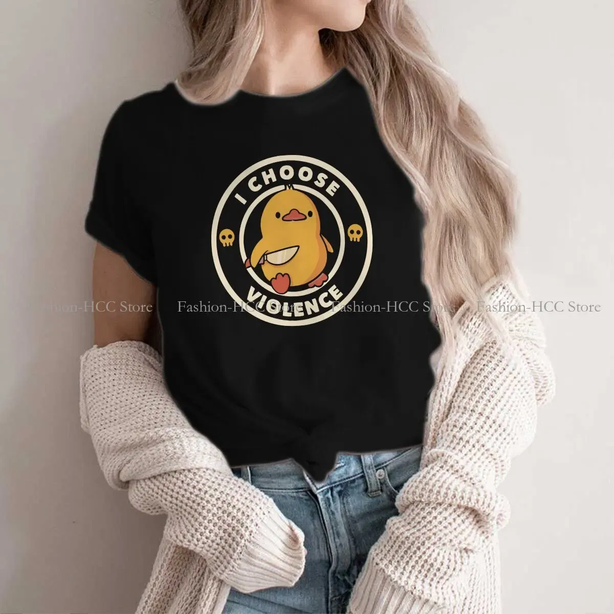 Color: WHITE, Size: M - I Choose Violence Funny Duck Polyester TShirts By Tobe Fonseca Personalize Homme T Shirt Funny Tops