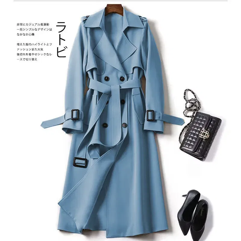 Color: black, Size: XXXL - Autumn Winter Long Sleeve Trench Coat For Women 2024 Fashion Loose Office Lady Long Outerwears Jacket Coats Female Clothing