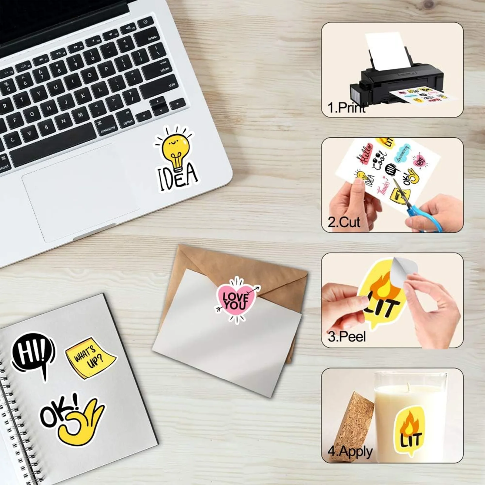 Color: light yellow - 10/20/30/40 Sheets A4 pp Matte Vinyl Sticker Paper for Inkjet Printer Sticker Papers White Labels Waterproof & Tear-Resistant