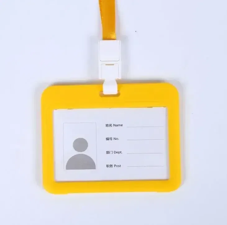 Color: Grass green - Unisex Colorful Employee Id Case with Lanyard Double Side Id Credit Card Holder Access Bus Card Case Badge Holder Card Sleeve