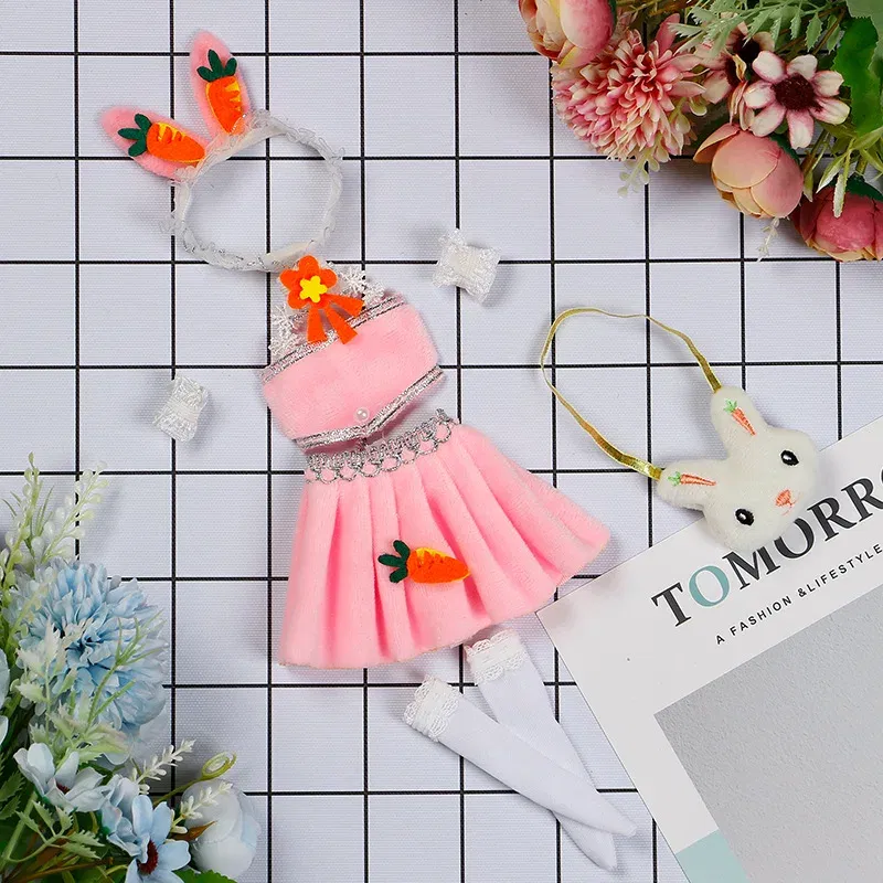 Color: PURPLE - 30CM BJD Doll Clothes Girl Dress Up Makeup DIY Toys Accessories Dress Princess Doll House Set Children Humanoid Doll Girl Gifts