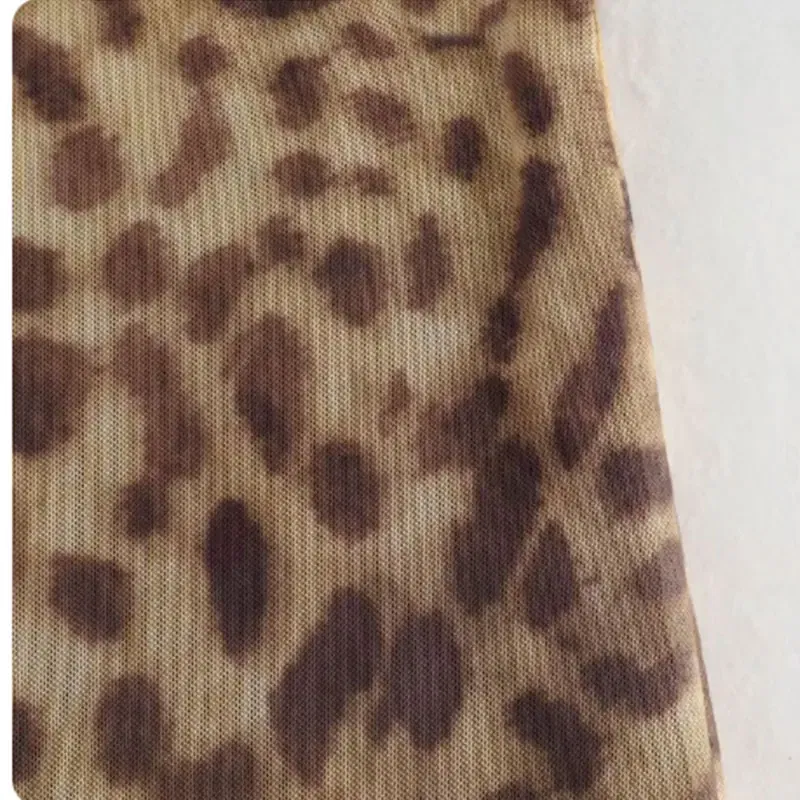Color: camel, Size: M - Women Leopard Tulle Midi Skirt 2024 Summer Fashion High Waist Elasticated Waistband Long Skirts Streetwear