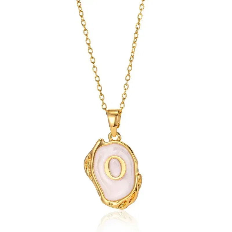 Metal Color: Pure Gold Color, Length: 40cm - Y2K Stainless Steels Drip Oil 26 Letter Necklaces for Women Men Alphabet A-Z Initials Pendant Necklace Aesthetic Jewelry Gift