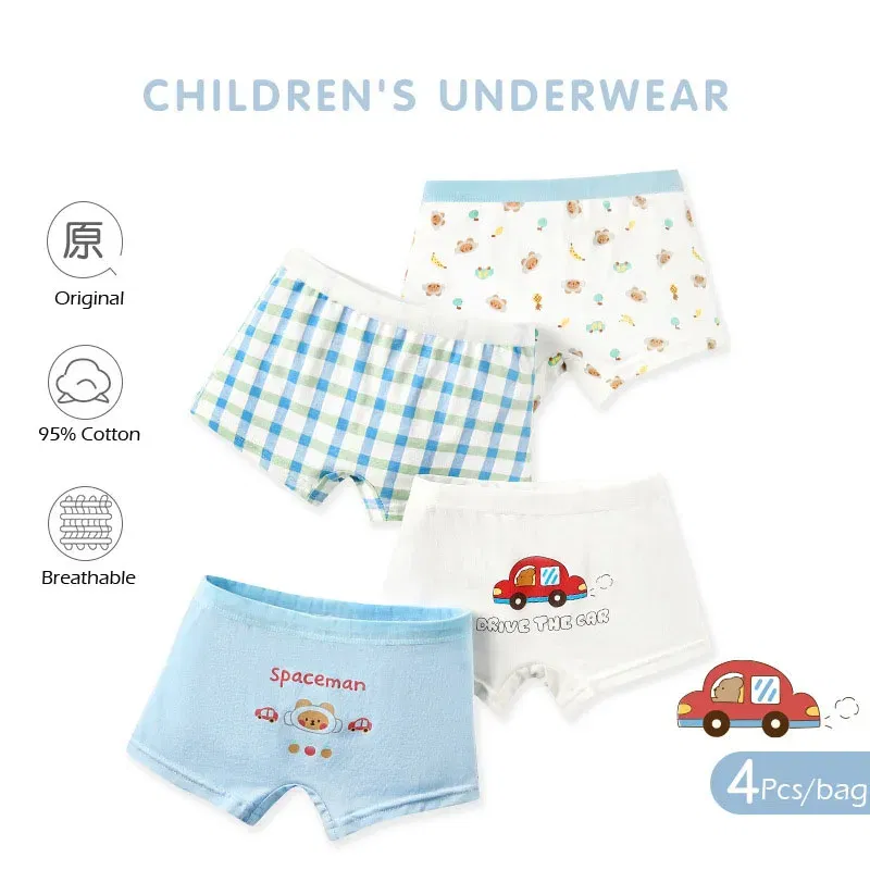 Color: black, Kid Size: 5 - Kids Boys Underwear Spring Newest Baby Underpants Children 4pcs Cotton Briefs Boys Boxer Shorts Baby Underwear