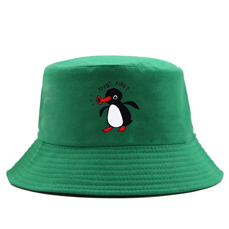 Color: Silver - Summer Penguin Bucket Hat Reversible Bob Men Women Cotton Travel Beach Fisherman Hat Outdoor Sports Pull Up Bob Panama Sun Hat