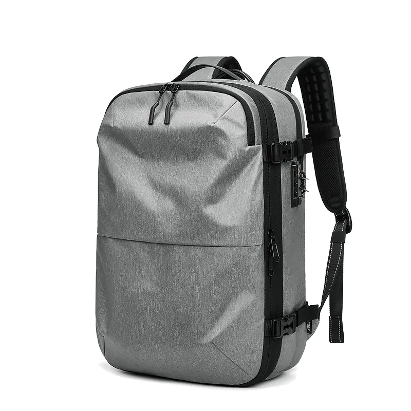 Color: GRAY - Men Travel Backpack vacuum compression 17 inch Laptop Backpack Business Large Capacity school Backpack Expanded Hiking backpack