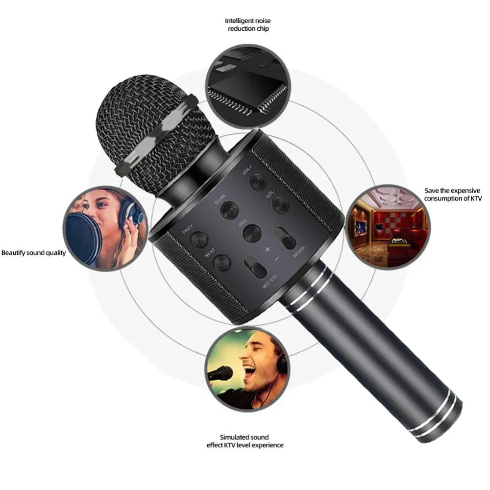 Color: GRAY, Ships From: CHINA - Cute Kids Microphone Wireless Bluetooth Karaoke Microphone for Adults, Toys for Boys Girls Gift for Birthday Party
