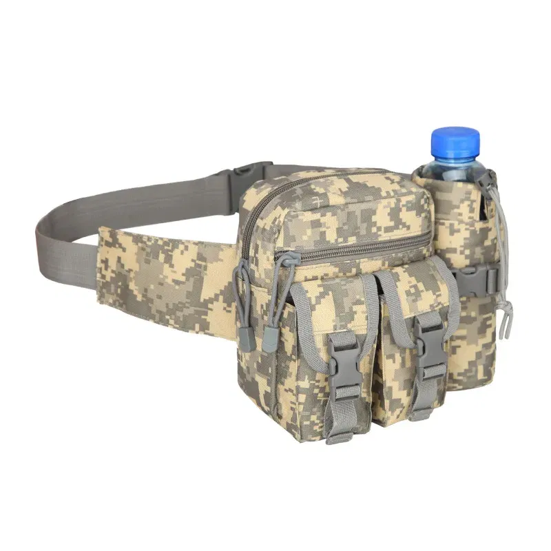Color: Beige - 2024 New Waist Pack Tactical Nylon Hiking Water Bottle Phone Bag Outdoor Sports Hunting Climbing Camp Belt Bag
