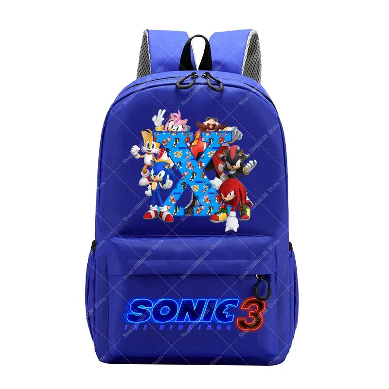 Color: PEACOCK BLUE, Size: 12" - Sonics Children Cartoon Schoolbag Kids Anime Cute Backpack Boy Fashion Knapsack Student Casual Shoulders Book Bag Xmas Gift 2025
