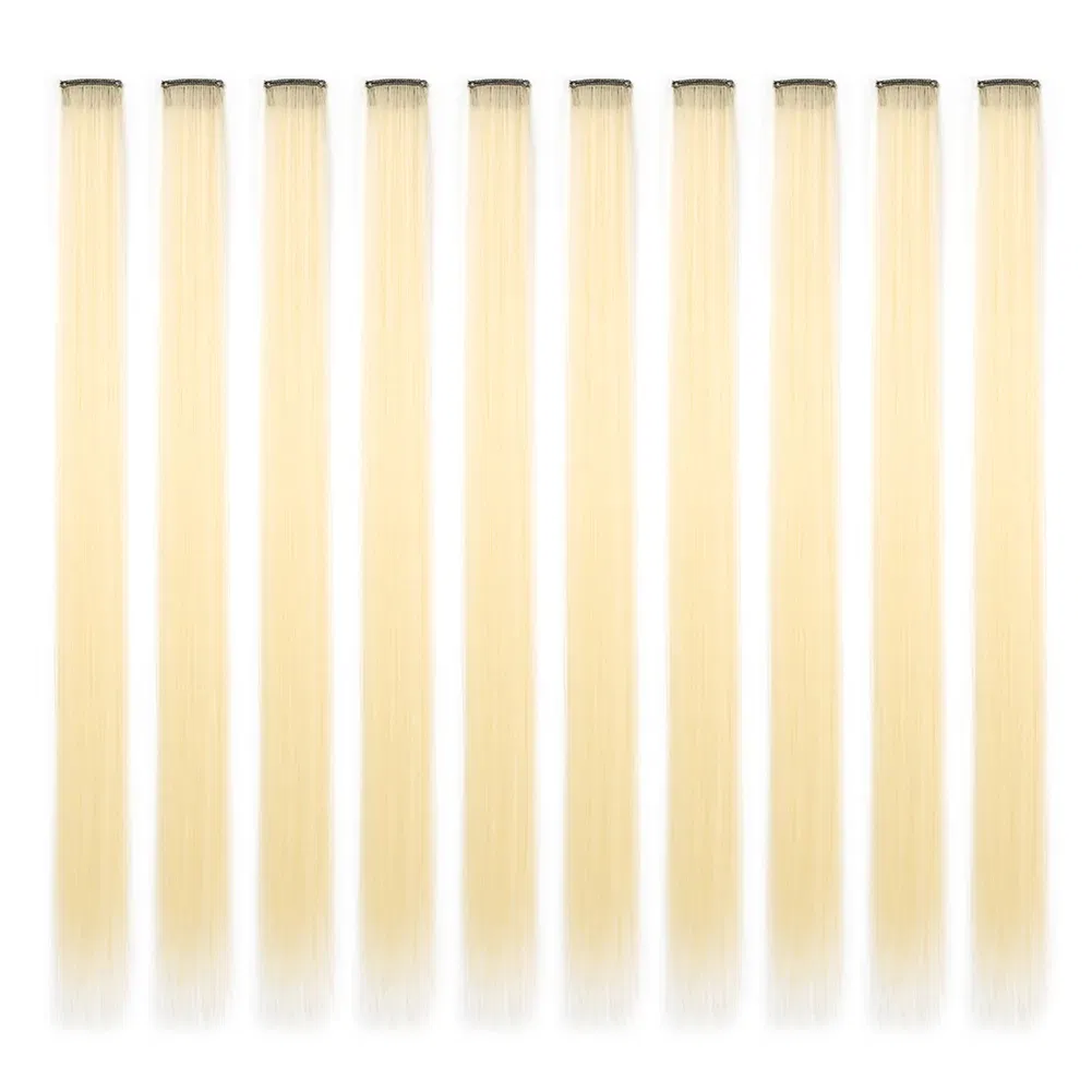 Color: T1B/613, Stretched Length: 22inches, Ships From: CHINA - Synthetic 10 Pcs Straight Hair Extensions Clip in Hairpieces 22 Inch Hightlight Colorful Hair for Women Party Cosplay Gifts