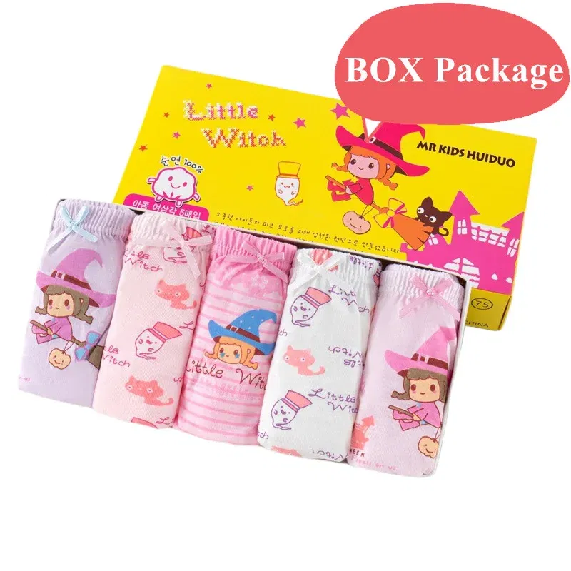 Color: PURPLE, Kid Size: 2T - 5 Pack Girls Cotton Briefs With Exquisite Box, Queen Elsa Kids Soft Girls Panties, Princess Cartoon Children's Underpants 2-14T