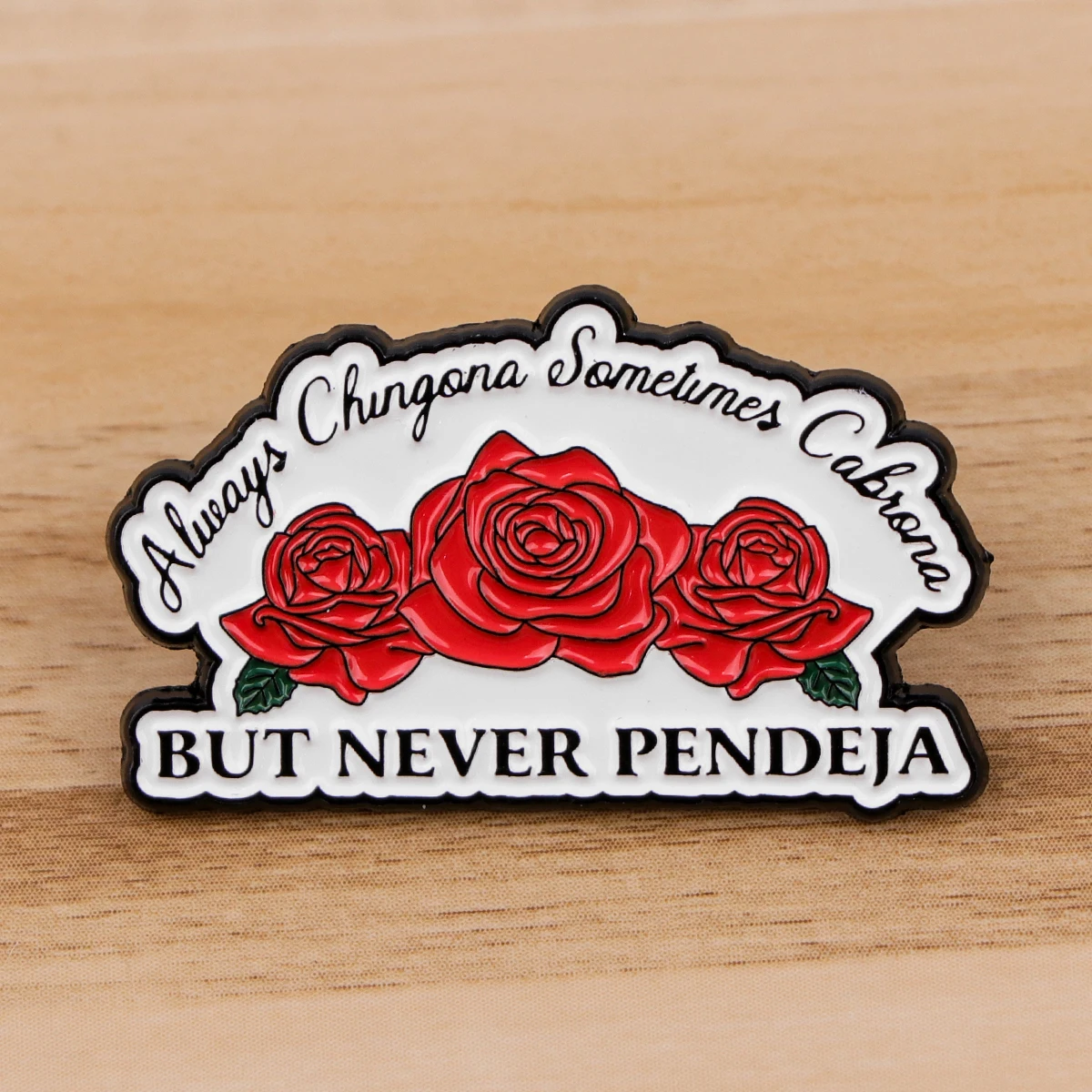 Metal color: pink, Color: WHITE, Main Stone Color: WHITE - Rose Enamel Pin Lapel Pins Badges on Backpack Women Funny Quotation Brooch Clothes Jewelry Fashion Accessories Gift