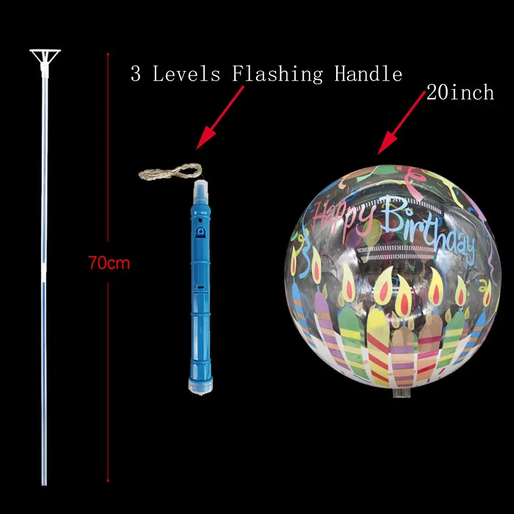Color: light green, Ballon Size: 10inch, Shape: O - 1/5/10/20/30pcs LED Light Up BoBo Balloons Colorful 3 Levels Flashing Handle 20 Inches Bubble Balloon 70cm Stick