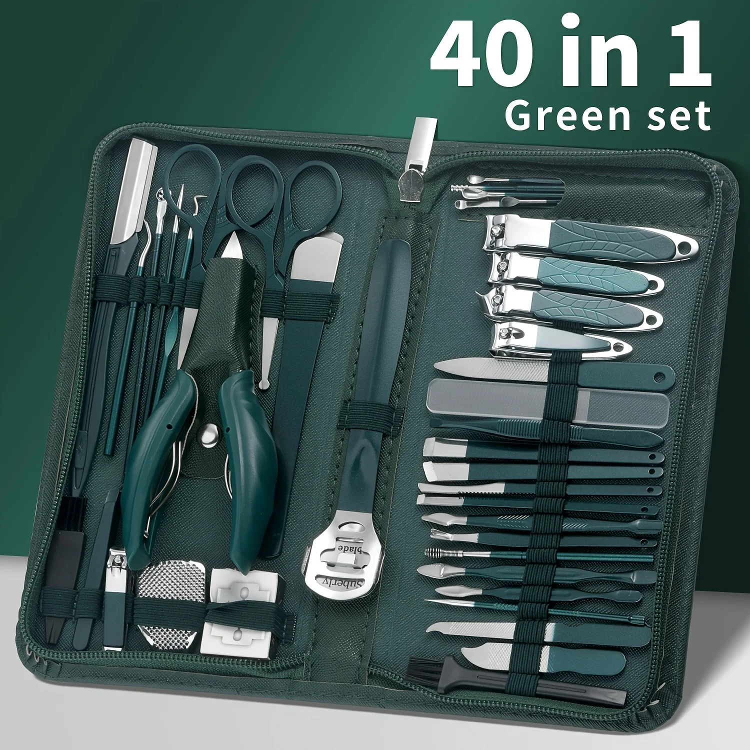 Color: Pink - 9/40 pcs Full Function Manicure Set, Stainless SteelNail Clippers Pedicure Kit, Toenail Clippers Kit