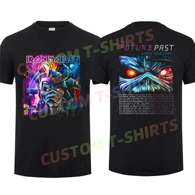 Color: SKY BLUE, Size: XXXL - 2024 Men T Shirt Casual Iron The Future Past 2024 Tour Maidens T-shirt Graphic Summer Short Sleeves 100% Cotton S-3XL Cool Tee