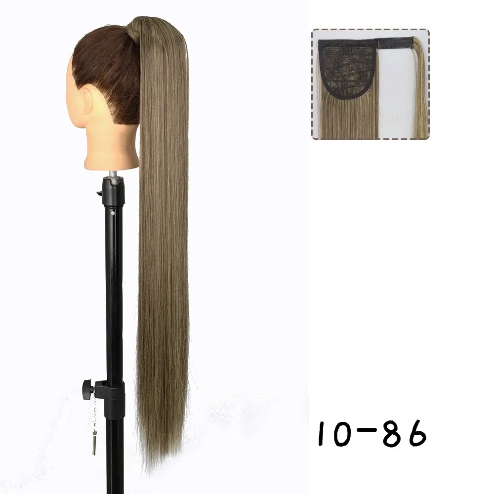Color: T4/27/30, Stretched Length: 34inches - AZQUEEN Straight Synthetic Hairpiece With Ponytail 85cm Super Long Wrap Around Clip In Hair Extensions Pony Tail For Daily Wear
