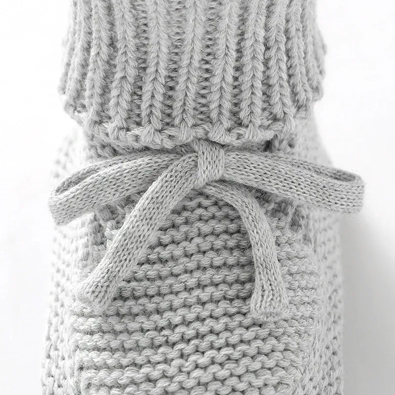 Color: Blue, Baby Age: 0-6 Months - Infant Baby Shoes Knit Cotton Boys Girl Boots Fashion Tie Solid Newborn Walk Bed Footwear Toddler Kid Clothing Accessories 0-18M