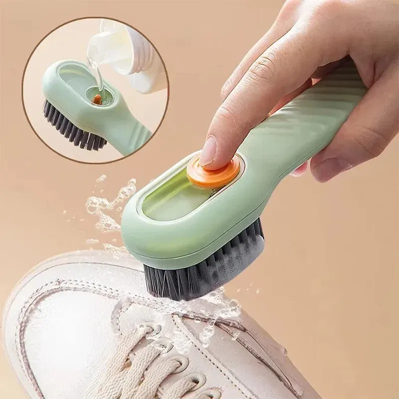 Color: Mixed Color - Automatic liquid laundry brush with soap dispenser multifunctional hydraulic cleaning brush, shoe brush, cleaning brush, cleaner