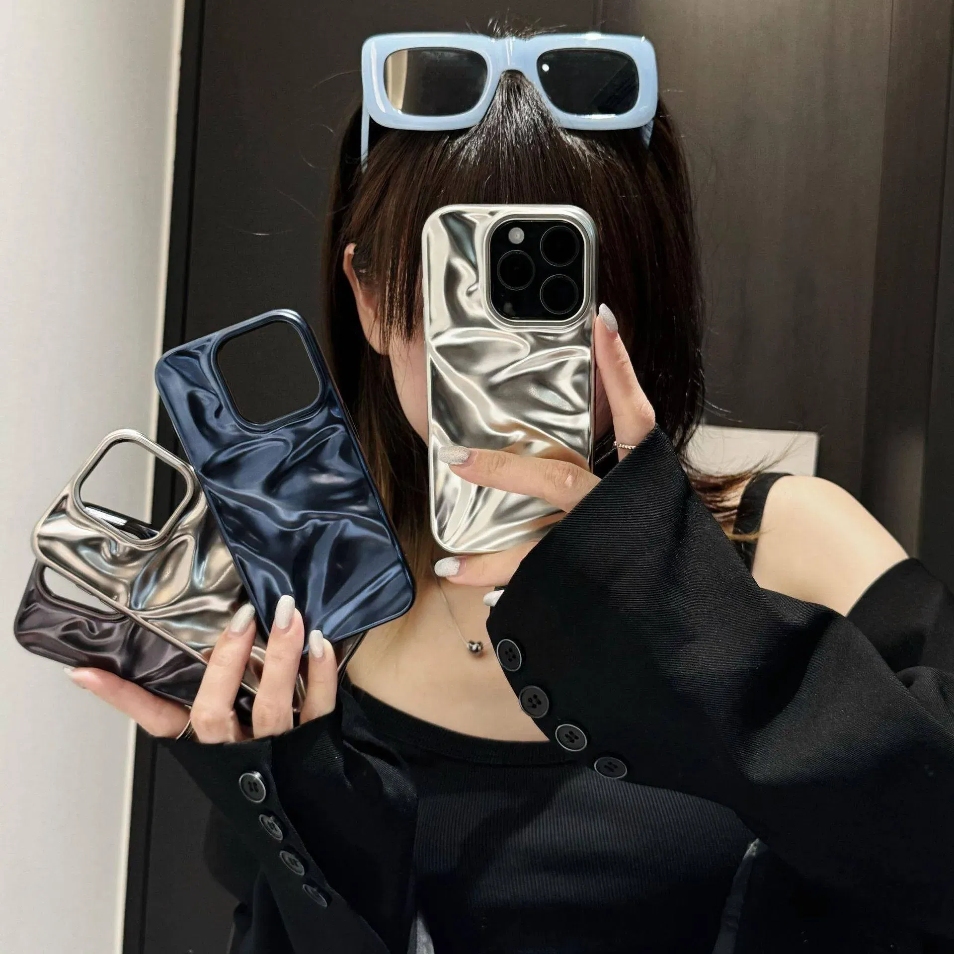 Color: black, Compatibility by Model: iPhone 12 Pro - Soft Matte 3D Wavy Pattern Phone Case For iPhone 16 17 ProMax 17 Air 15 14 Plus 13 12 Pro Max 11 ins Water Ripple Creative Cover