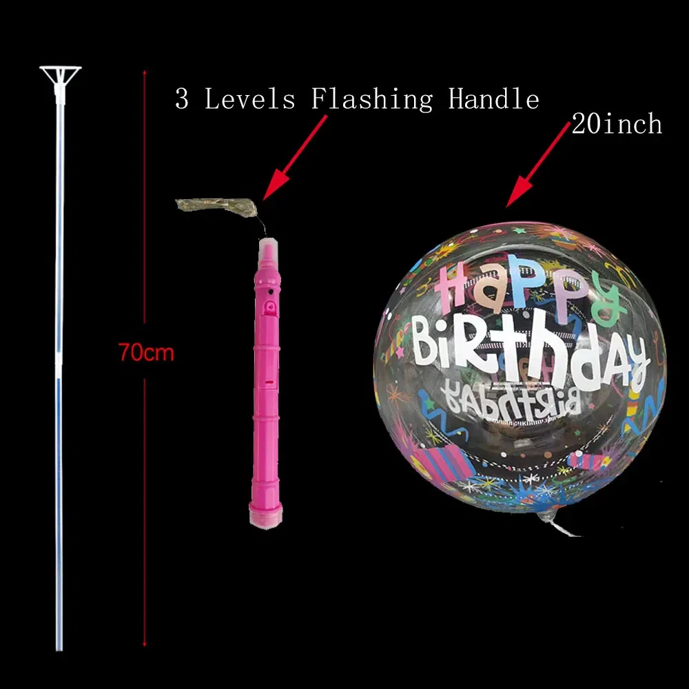 Color: MINT GREEN, Ballon Size: 10inch, Shape: O - 1/5/10/20/30pcs LED Light Up BoBo Balloons Colorful 3 Levels Flashing Handle 20 Inches Bubble Balloon 70cm Stick