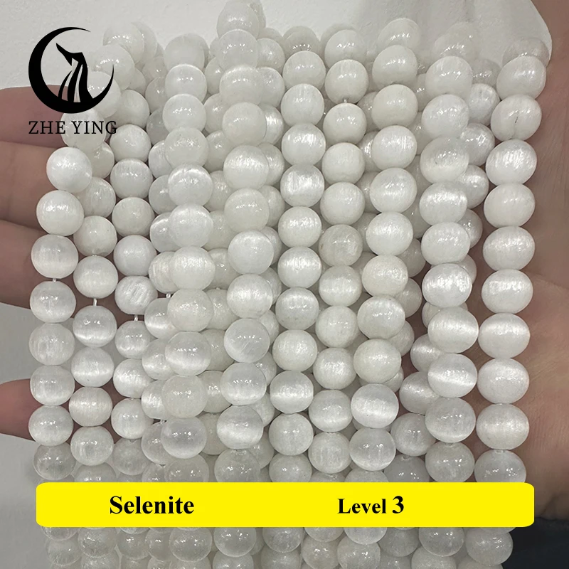 Color: DEEP BLUE, Item Diameter: 10mm - 5A Genuine Natural Selenite Stone Near-round Loose Gemstone Beads 6 8 10mm Pick Size Bracelet Necklace Accessories
