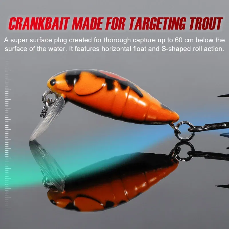 Color: Auburn, Size: 80mm - Noeby Crankbaits 28mm 2g Mini Floating Minnow Fishing Lures Artificial Hard Baits Small Crank Wobblers for Trout Fishing Tackle