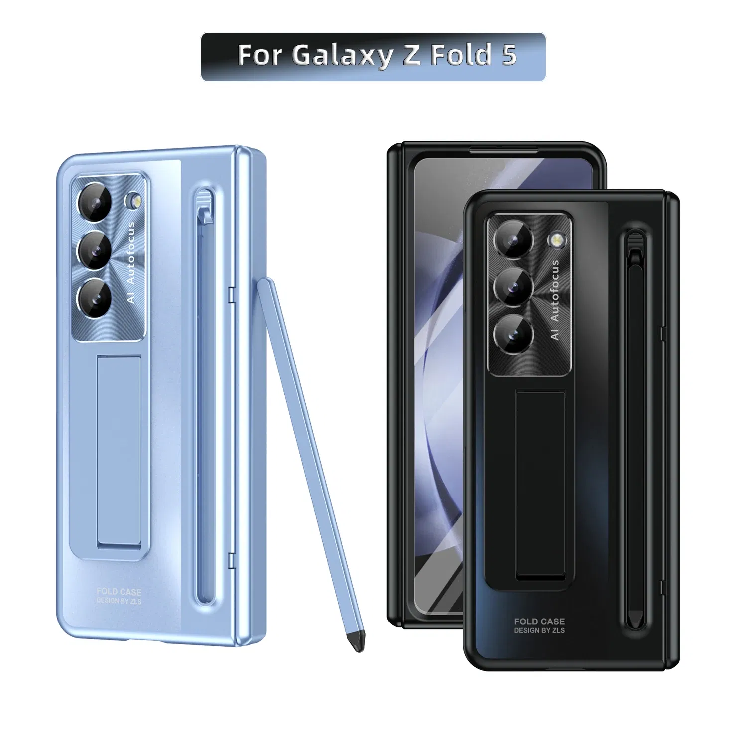 Color: Brown, Bundle: Case & Strap, Material: Canvas - For Samsung Galaxy Z Fold 4 5 Case With S Pen Stand & Hinge Cover Screen Protector All-inclusive Anti-drop For Z Fold5 Fold4