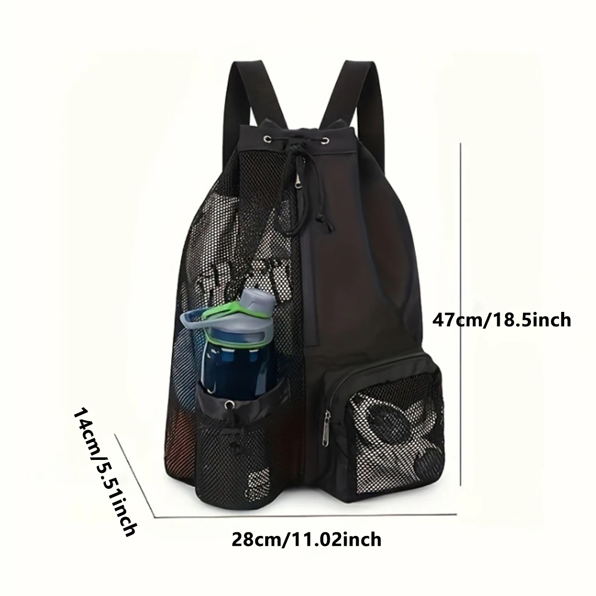 Color: green - Outdoor beach backpack, swimming bag, mesh perforated drawstring backpack with wet bag, gym yoga exercise storage bag, 1 set