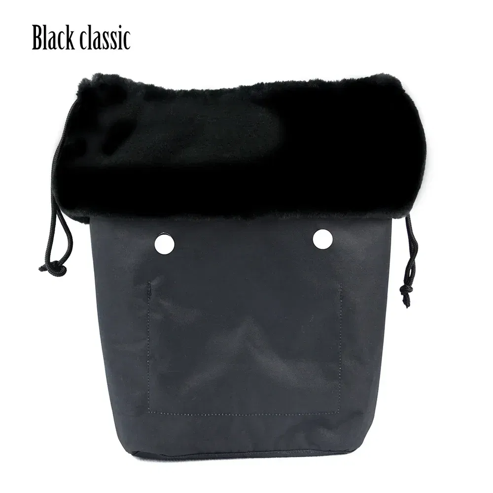 Color: green - 2025 Winter O Bag Large Capacity Classic Mini Plush Fur Furry Organizer Top Drawstring Colorful Inner Insert for Obag Winter