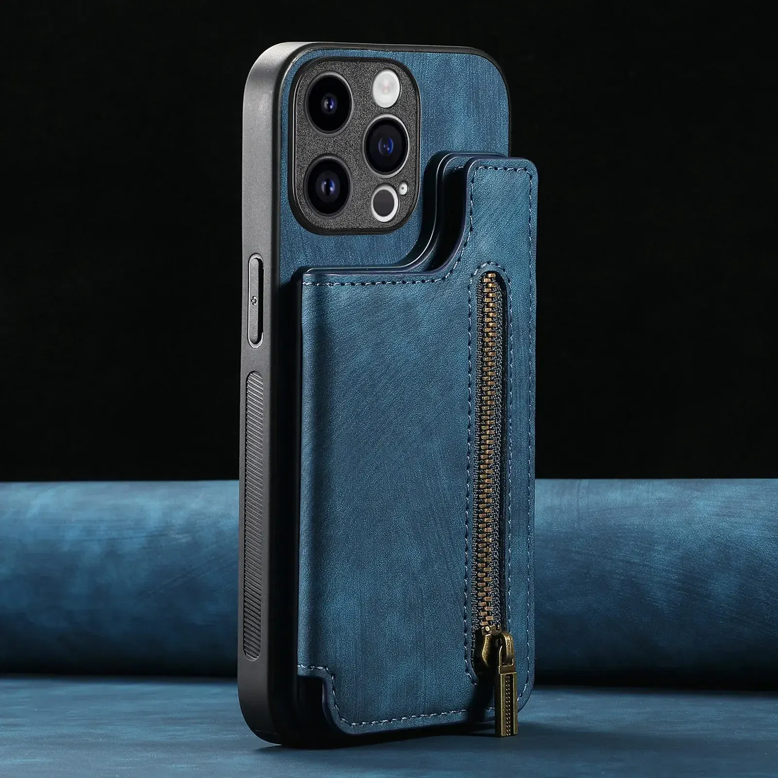 Color: Beige, Material: POLYESTER - Leather Zipper Wallet with Card Holder Phone Case for IPhone 15 14 11 Pro Max 13 12 Mini X XR XS Max 8 7 Plus Shockproof Cover