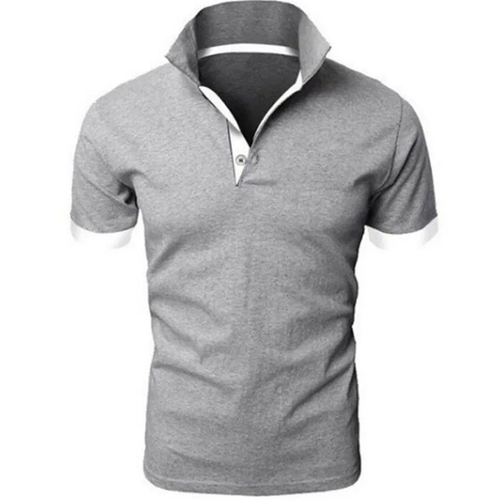 Color: GRAY, Size: XXL - Men's Short Sleeve Polo Shirts Casual Slim Fit Basic Designed Shirts Quick-drying Anti-wrinkle Tops
