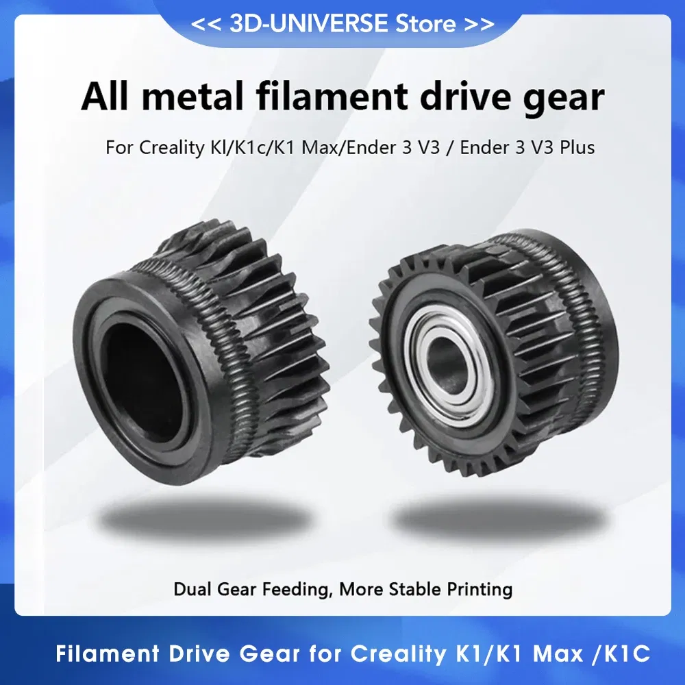 Color: Blue - 2pcs/lot CR K1C K1 Gear All Metal Filament Drive Gear for Creality K1 Max Extruder Nickel Plated DLC Coating High Hardness Wear