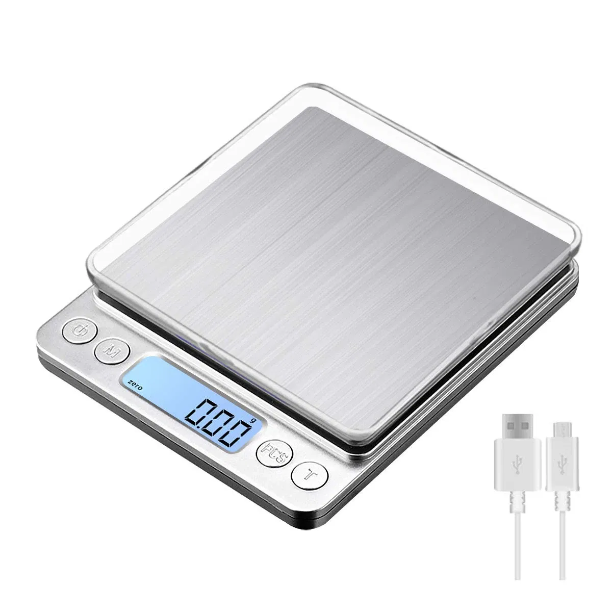 Color: Red - Digital Kitchen Scale 3000g/ 0.1g USB Charging with 2 Trays Home Mini Jewelry Pocket Scale with LCD Display Digital Food Scales