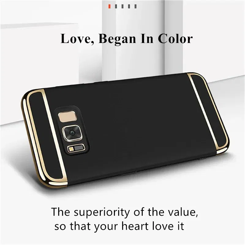Color: black, Material: Genuine leather - Luxury 3 in 1 Case for Samsung Galaxy S6 S7 Edge S8 S9 S10 Plus Note 8 9 Hard Cover J3 J5 J7 Pro 2017 J4 J6 J8 2018 A20 A30 A50
