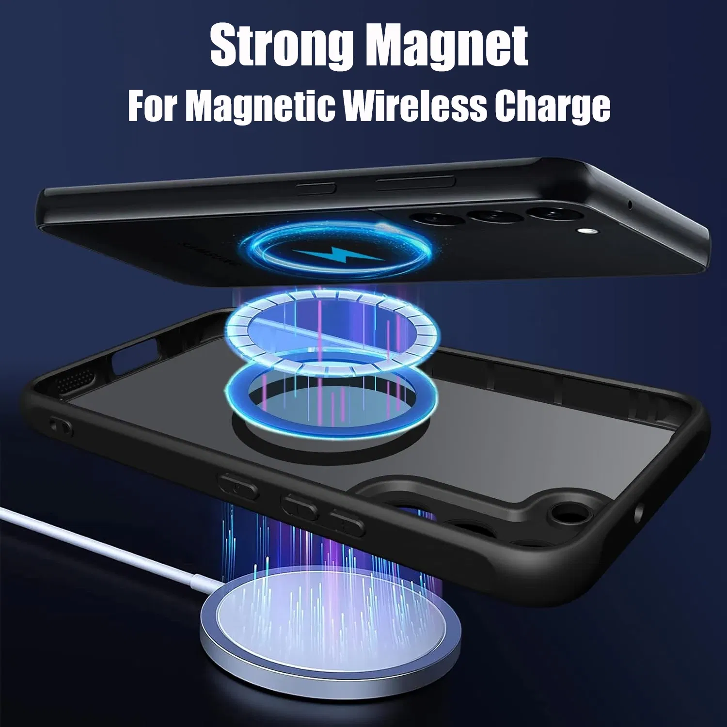 Color: Beige, Material: PU - UYUXIO Translucent Magnetic Mobile Phone Case with Kickstand for Samsung Galaxy S25 Ultra S24 S23 FE S22 Plus Slim Stand Cover