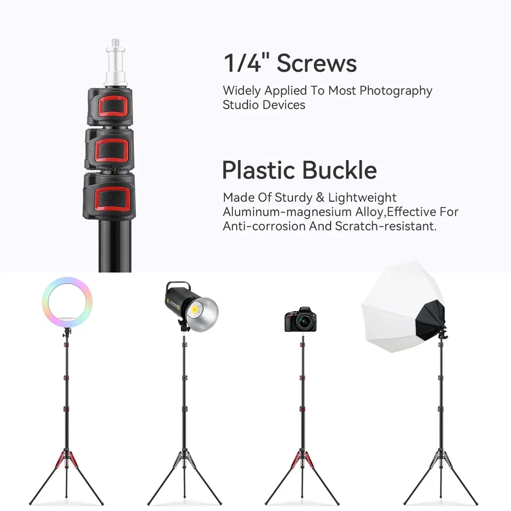 Color: BROWN, Ships From: CHINA - 1.9M/75Inch Aluminium Light Stand Photography Light Tripod Monopod Light Bracket for LED Video Light Flash Travel 1/4 Screw