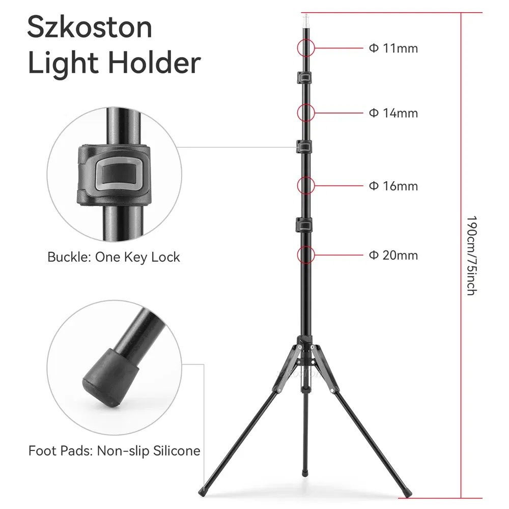 Color: BROWN, Ships From: CHINA - 1.9M/75Inch Aluminium Light Stand Photography Light Tripod Monopod Light Bracket for LED Video Light Flash Travel 1/4 Screw