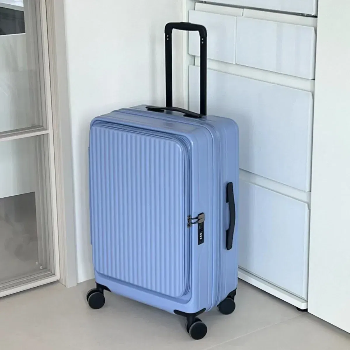 Color: Blue, Luggage Size: 13Inches 325mm, Ships From: CHINA - 2025 New 20-inch PC Hard Shell Lightweight Roller Travel Expandable Multifunctional Front Opening Suitcase Cabin Trolley Case