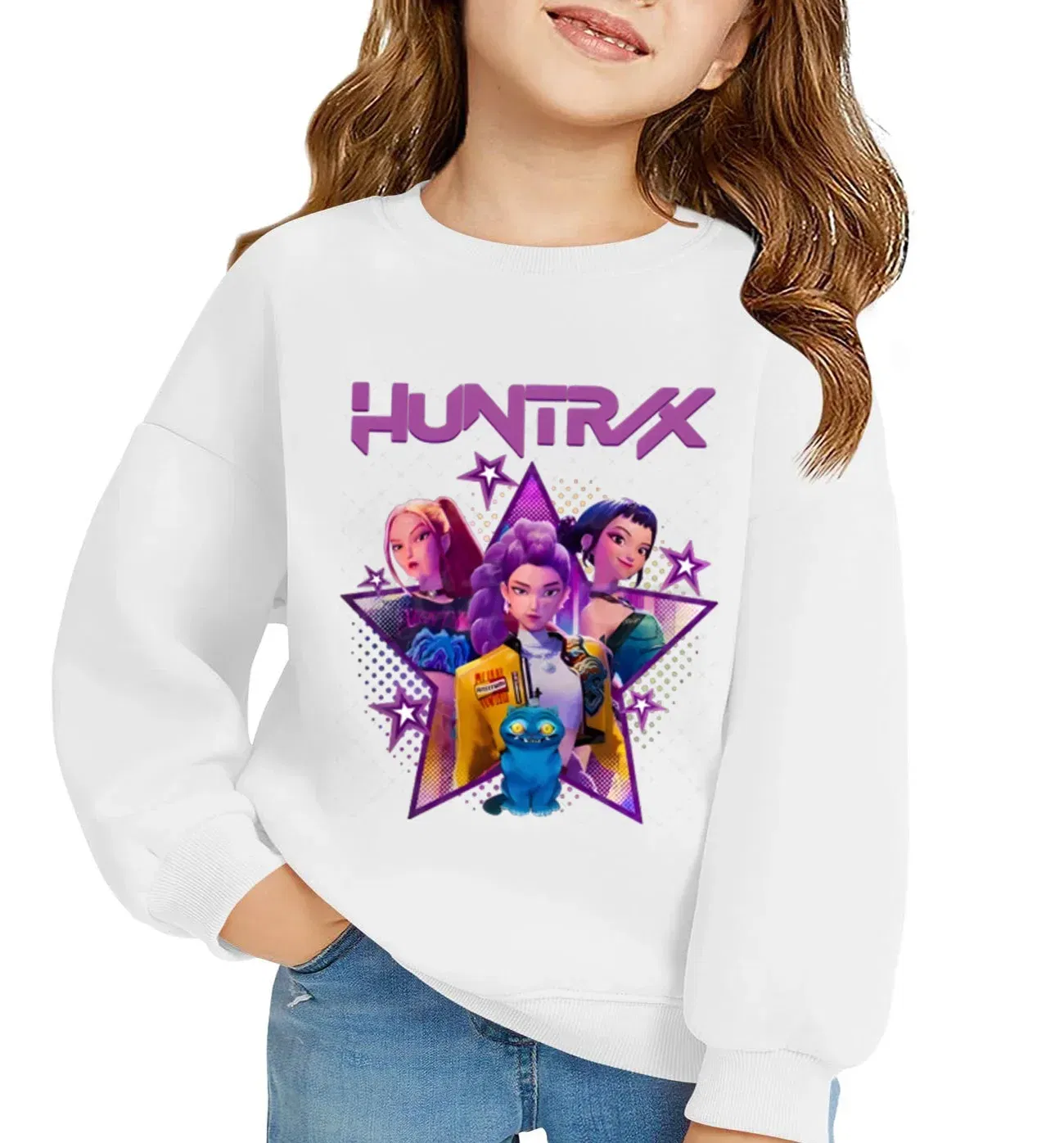 Color: Gold, Kid Size: 2T - KPop Demon Hunters Huntrix Sweatshirts Kids Clothes Long Sleeve Autumn Pullover Boys Girls Hoodies Children Casual O-Neck Tops