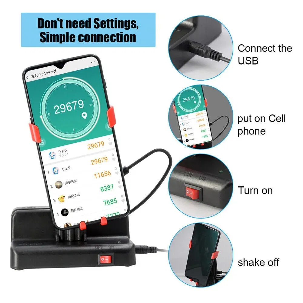 Color: Black - Creative Manual Automatic Steps Counter Swaying Phone Shaker Swing Wiggle Pedometer Steps Counter for Pokemon