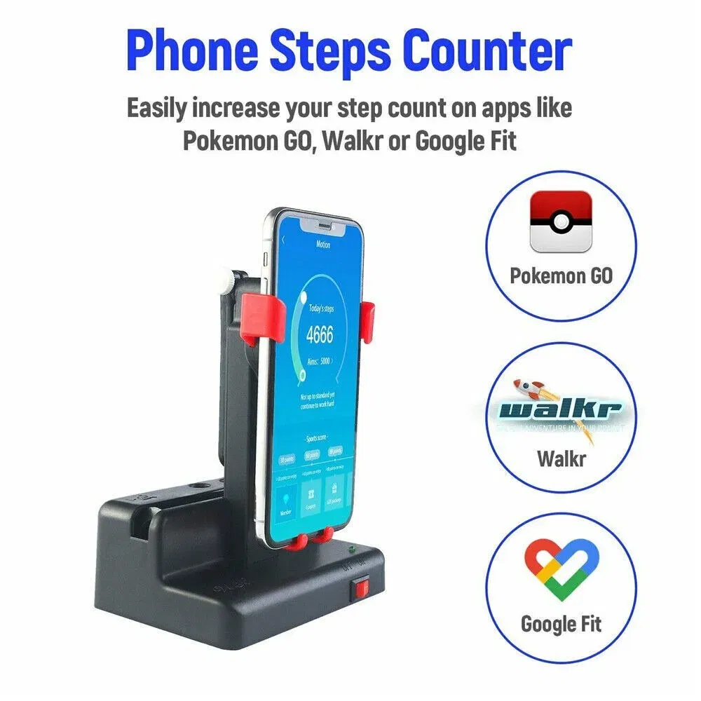 Color: Black - Creative Manual Automatic Steps Counter Swaying Phone Shaker Swing Wiggle Pedometer Steps Counter for Pokemon