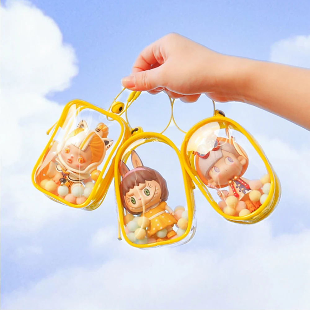 Color: Red - 1PC Thicken Transparent Mystery Box Storage Case Keychain Bag Storage Pouch Organizer Box Classic Doll Bag Keychain Wallet