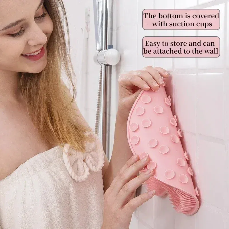 Color: Yellow - Non-slip Shower Mat Silicone Massage Wash Foot Pad Bath Massage Brush Pad Bathroom Rub Back Brush with Sucker Cleaning Tools