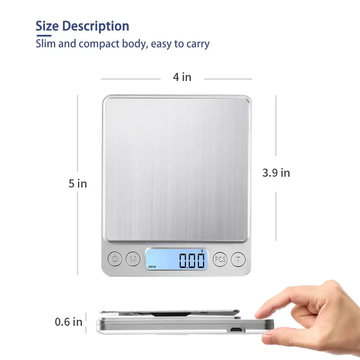 Color: WHITE - Digital Kitchen Scale 3000g/ 0.1g USB Charging with 2 Trays Home Mini Jewelry Pocket Scale with LCD Display Digital Food Scales