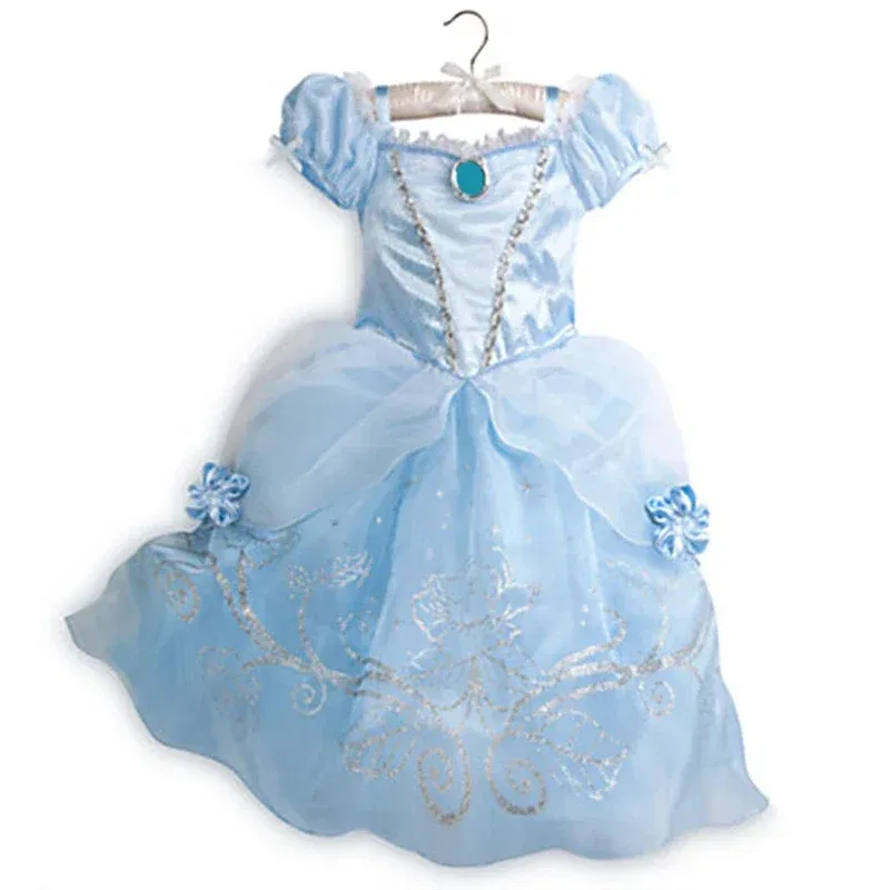 Color: Brown, Kid Size: 4T - Children Halloween Disguise Aurora Cinderella Disney Princess Costume Festival Dress up Kids Girls Sleeping Beauty Frock 1-12Yrs
