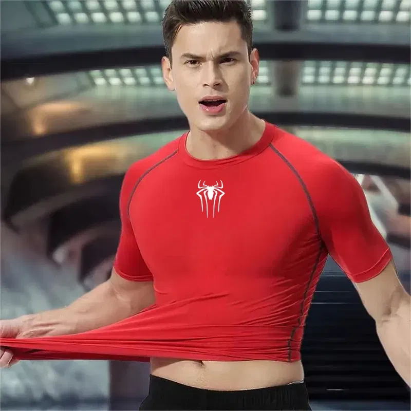Color: Khaki, Size: M - Printed Men's Athletic Compression Shirts Athletic Quick Dry Breathable Rash Guard Athletic Tight Workout Tops Summer Men
