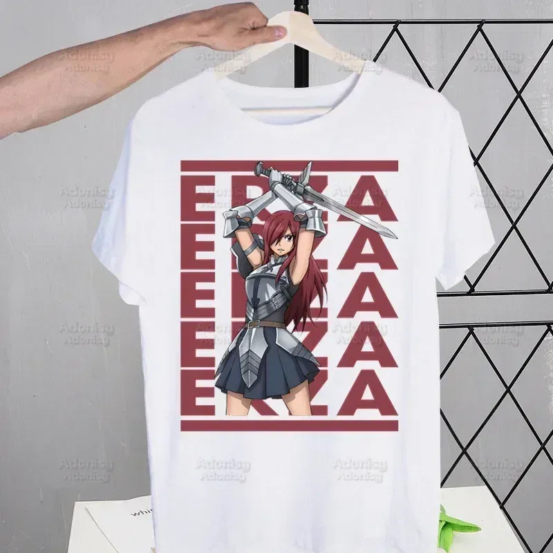 Color: Gold, Size: XXL - Anime Fairy Tail Cartoon Natsu Erza Gray Lucy T-shirts Summer Men/Women Hip Hop Tshirt Streetwear t shirts Short Sleeve Tops