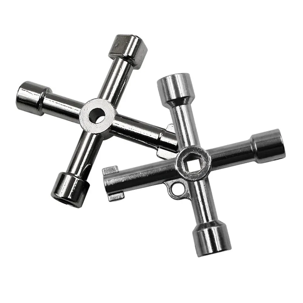 Color: Yellow - Electric Cabinet Car Elevator Cross Key Wrench Water Meter Valve Key Internal Triangle Multi-purpose Tool Portable Blue Green